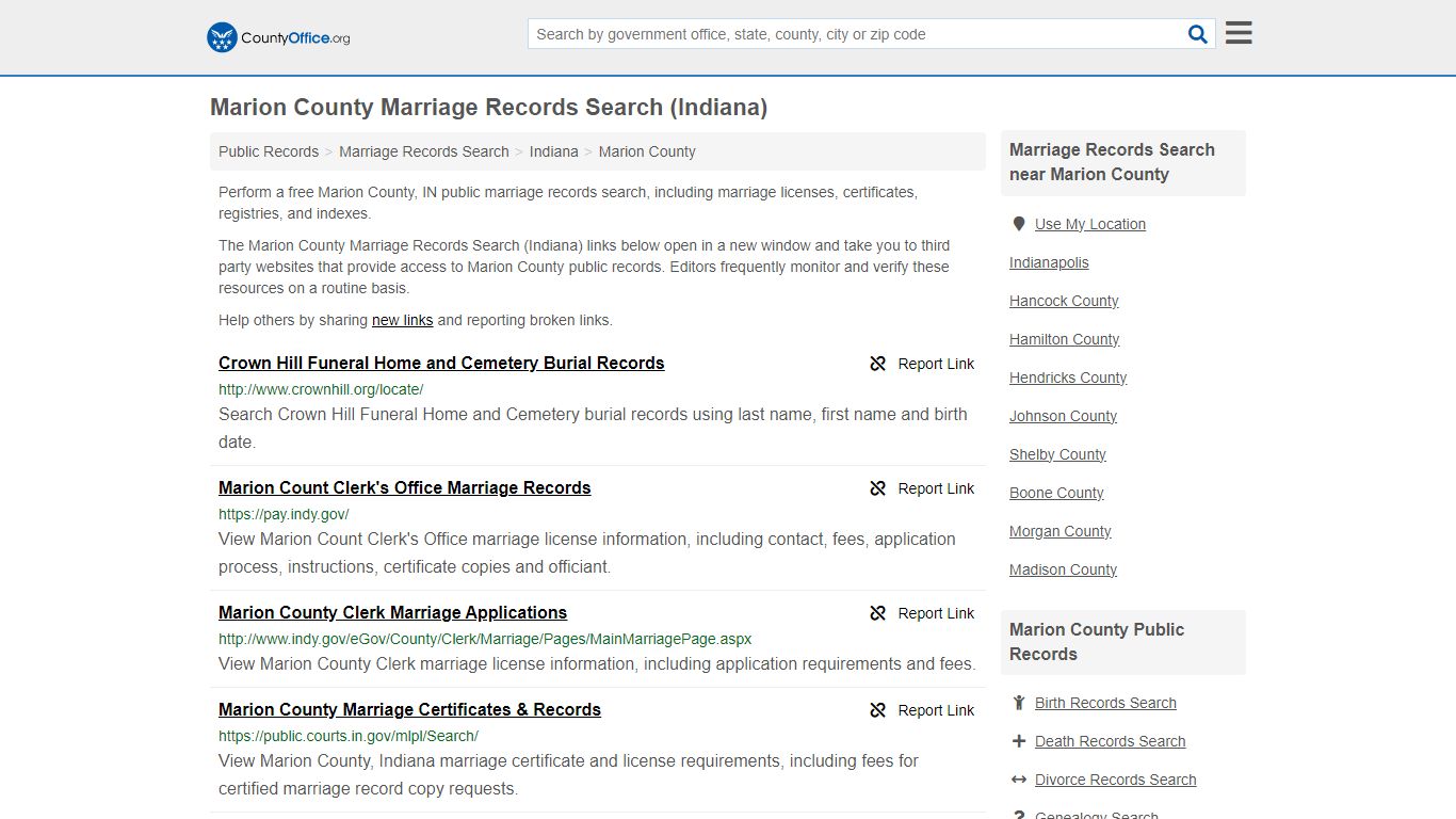 Marion County Marriage Records Search (Indiana) - County Office